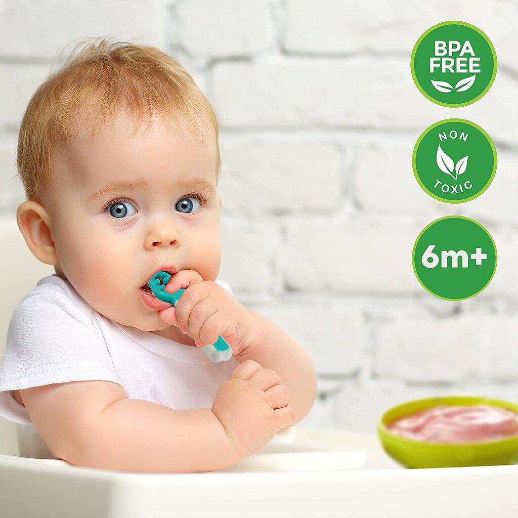 Laste lusikas Bahar, sinine/roosa, 6 kuud+, 2 tk цена и информация | Laste sööginõud | kaup24.ee