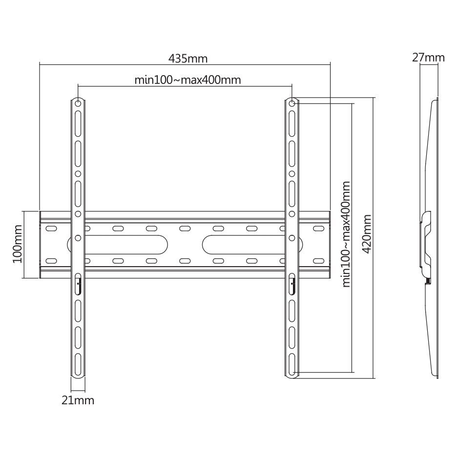 Teleri seinakinnitus Sbox PLB-2544F-2 hind ja info | Teleri seinakinnitused ja hoidjad | kaup24.ee