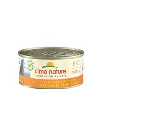 Almo Nature HFC Complete, täisväärtuslik toit kassipoegadele vanuses 2–12 kuud, kana, 24x150g hind ja info | Konservid kassidele | kaup24.ee