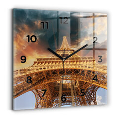 Seinakell Eiffeli Torn Pilvede Taustal, 30x30 cm цена и информация | Часы | kaup24.ee