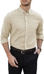 Мужская хлопковая рубашка Elegancity, бежевая цена и информация | Мужские рубашки | kaup24.ee