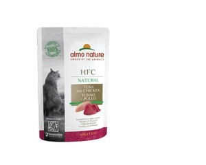 Almo Nature HFC Natural, täiendtoit kassidele, tuunikala ja kana, 24x55g hind ja info | Konservid kassidele | kaup24.ee