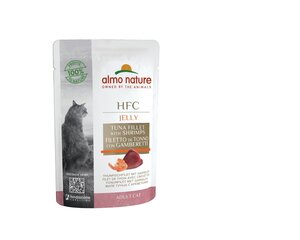 Almo Nature HFC Jelly, kassidele mõeldud täiendav toit, tuunikala ja krevetid želees, 24x55g цена и информация | Кошачьи консервы | kaup24.ee