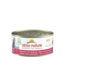 Almo Nature HFC Natural, kassidele mõeldud toidulisand, tuunikala ja kana, 24x150g hind ja info | Konservid kassidele | kaup24.ee