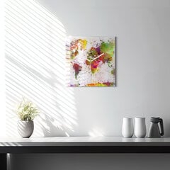 Seinakell Akvarellikaart Maailmas, 30x30 cm hind ja info | Kellad | kaup24.ee