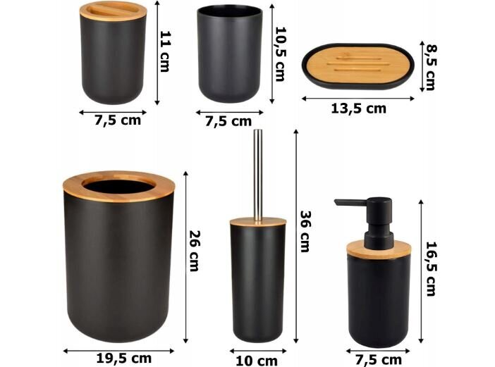 Komplektis 6 vannitoatarvikut, must hind ja info | Vannitoa sisustuselemendid ja aksessuaarid | kaup24.ee