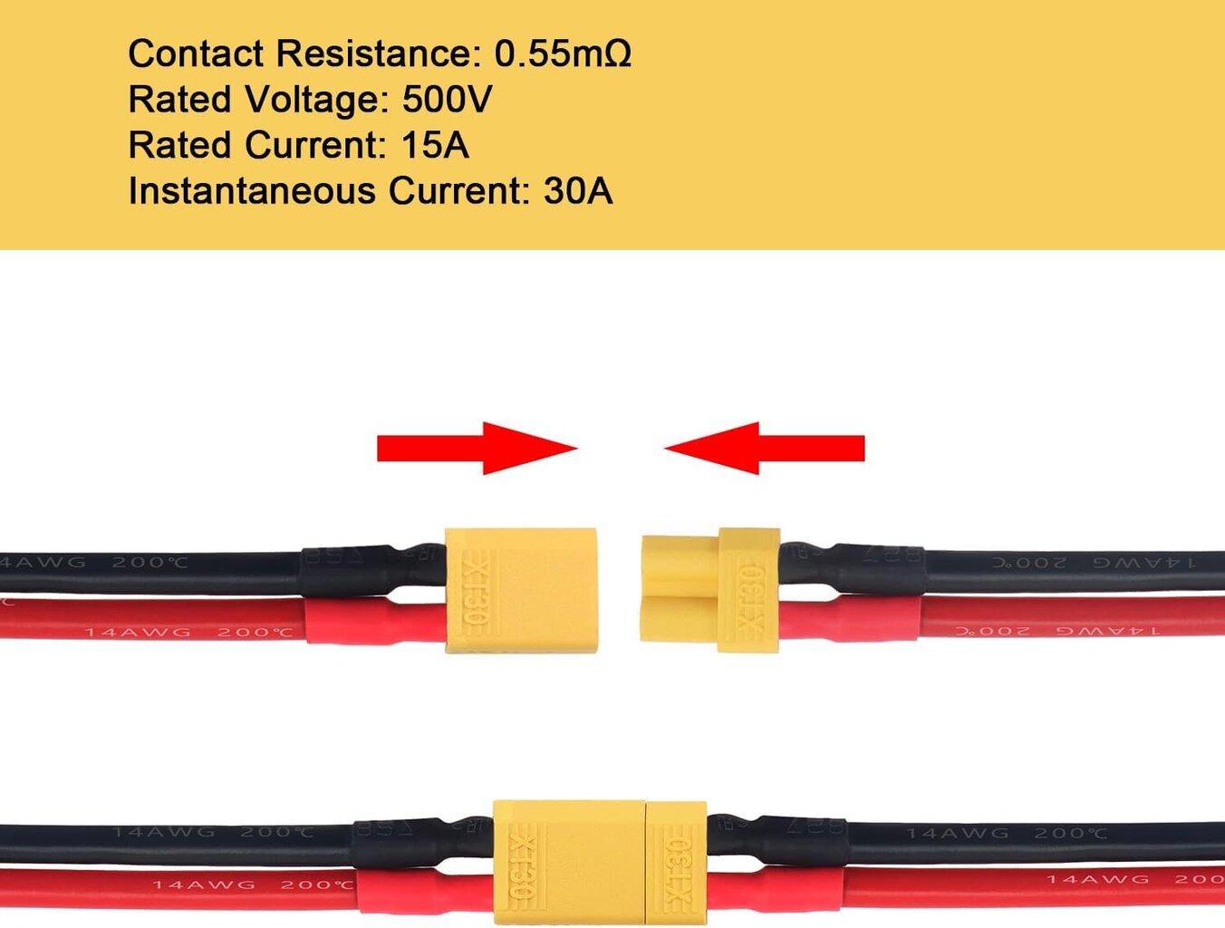 5 paari XT30 mees- ja naisliitmikke silikoonkaabliga 100mm 14AWG Lipo FPV drooni aku jaoks hind ja info | Droonid | kaup24.ee