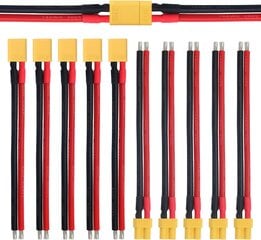 5 пар мужских и женских разъемов XT30 с силиконовым кабелем для 100 мм 14AWG Lipo FPV батареи дрона цена и информация | Дроны | kaup24.ee