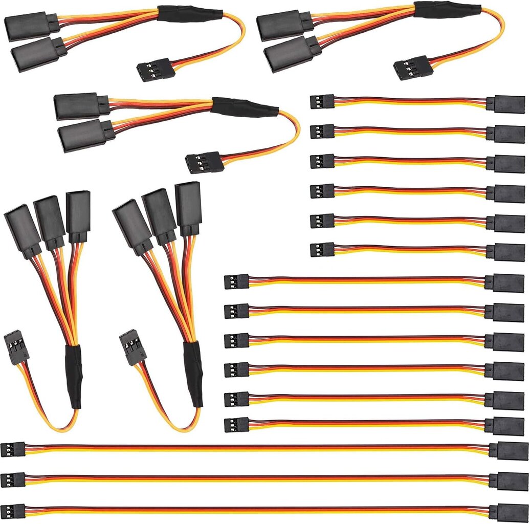 20 PCS RC Servo pikenduskaabli komplekt - JR pikenduskaabel, 3-poolne isane ja emane цена и информация | Droonid | kaup24.ee