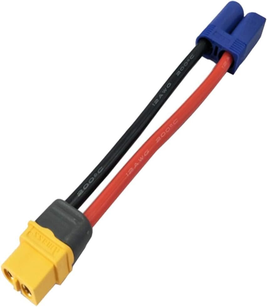 2 paari XT60 ja EC5 adaptereid - isane ja emane - 12AWG silikoonkaabel RC mudelitele ja droonidele цена и информация | Droonid | kaup24.ee