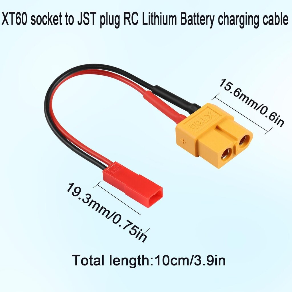 Laadimisadapteri kaablikomplekt XT60 Female to JST Male, 22AWG цена и информация | Droonid | kaup24.ee