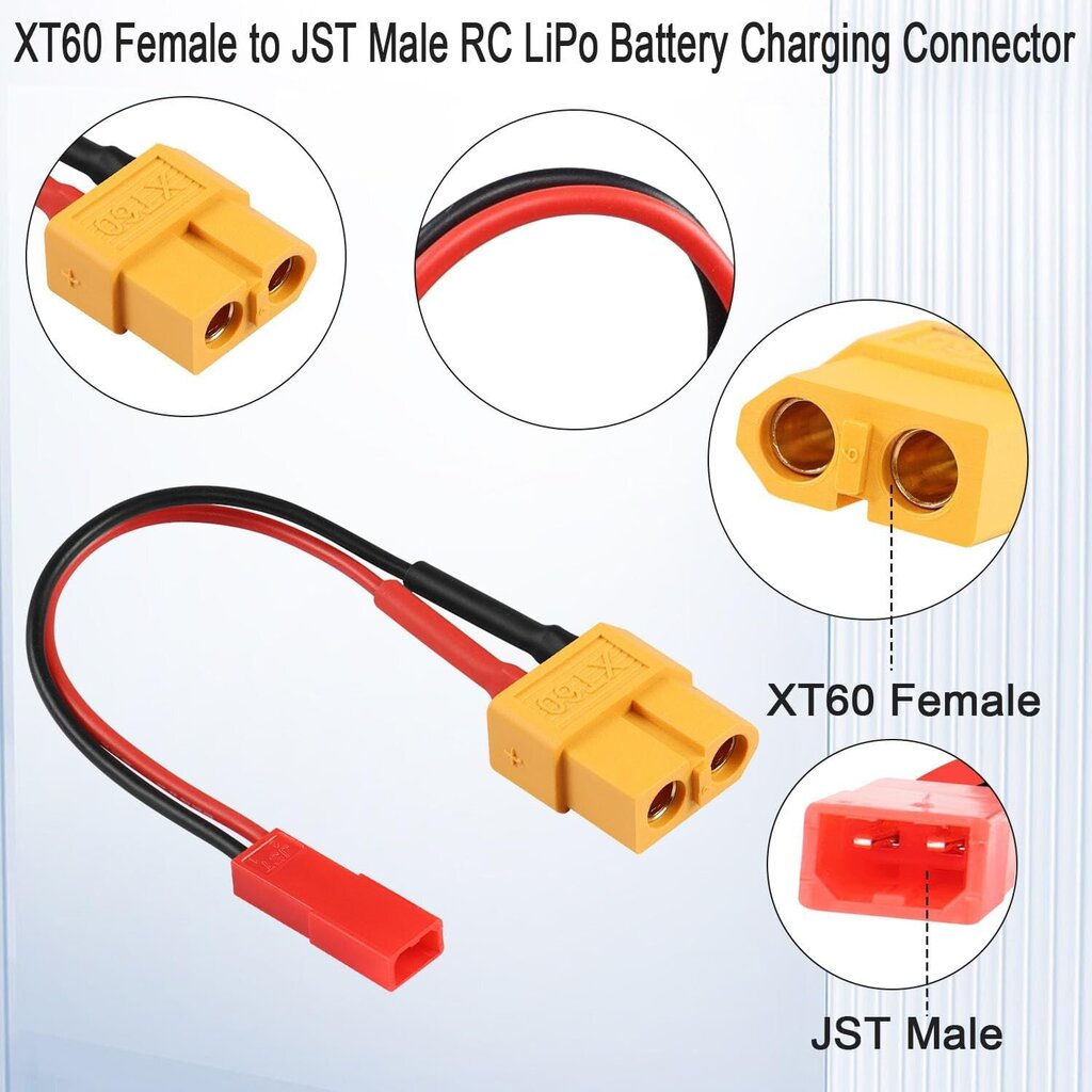 Laadimisadapteri kaablikomplekt XT60 Female to JST Male, 22AWG цена и информация | Droonid | kaup24.ee