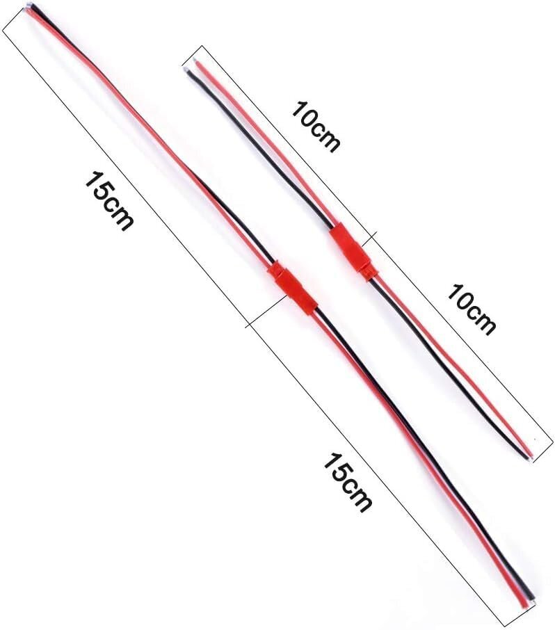 20 JST 22 AWG pistikut, 2 pini mees ja naine, 10 cm pikkus 15 cm - ideaalne LEDide, valgusribade, RC patareide ja mänguasjade jaoks hind ja info | Droonid | kaup24.ee