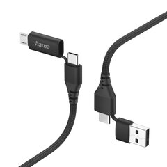 Hama 4-in-1 mitme laadimiskaabel, USB-C ja USB-A – USB-C ja mikro-USB, 1,5 m цена и информация | Кабели и провода | kaup24.ee