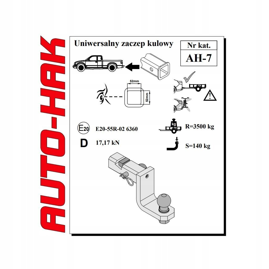 Konksadapter autodele Auto-Hak AH-7, 1 tk hind ja info | Lisaseadmed | kaup24.ee