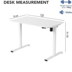 ErgoLab H-reguleeritav laud, valge, 1M, 120x70 cm hind ja info | Arvutilauad, kirjutuslauad | kaup24.ee