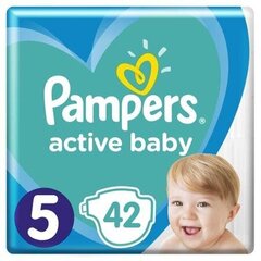 Подгузники «Pampers» Active Baby, Размер 5, Junior, 11-16 кг, 42 шт цена и информация | Пеленки | kaup24.ee