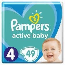 Подгузники «Pampers» Active Baby, Размер 4, Maxi, 9-14 кг, 49 шт цена и информация | Подгузники | kaup24.ee