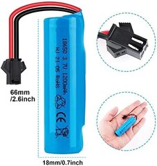 Аккумулятор 3.7V 1200mAh с USB кабелем для зарядки, разъем SM-2P, совместим с DE45 DE42 1:14 безтрековыми и дрифт гонками 2 шт. цена и информация | Батерейки | kaup24.ee