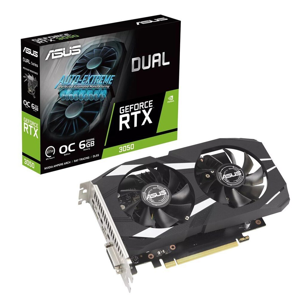 Asus Dual GeForce RTX 3050 OC Edition (90YV0K60-M0NA00) hind ja info | Videokaardid (GPU) | kaup24.ee