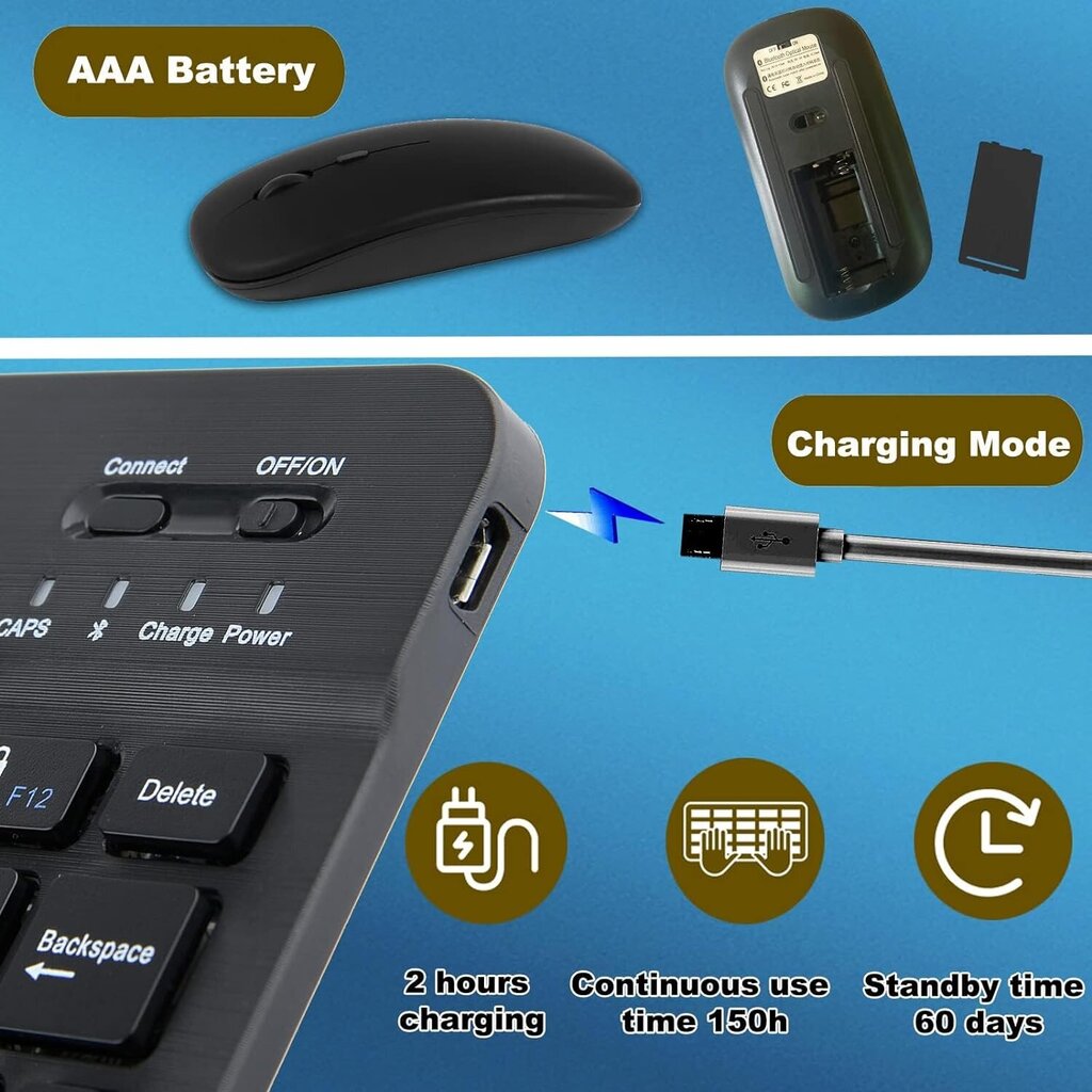 Comespac Ultra-Slim Bluetooth-klaviatuur ja hiir hind ja info | Klaviatuurid | kaup24.ee