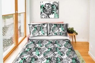 Puuvilla voodipesu komplekt 160x200 cm - musta ja rohelise lehtede poola toode hind ja info | Voodipesukomplektid | kaup24.ee
