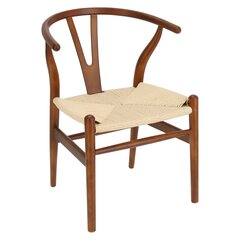 Плетеный Цвет натуральный/темно-коричневый Кресло в стиле Wishbone цена и информация | Стулья для кухни и столовой | kaup24.ee