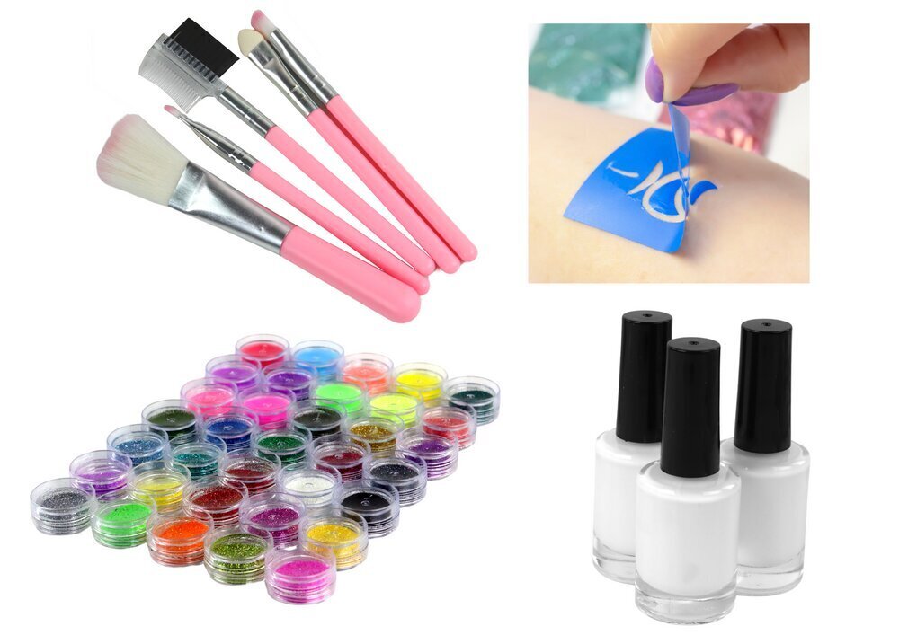 Tattoo komplekt lastele Glitter Tattoo Kit, 187 tk hind ja info | Tüdrukute mänguasjad | kaup24.ee