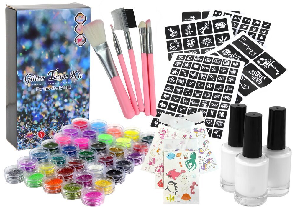 Tattoo komplekt lastele Glitter Tattoo Kit, 187 tk hind ja info | Tüdrukute mänguasjad | kaup24.ee