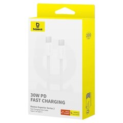 Baseus Superior Series 2 Fast Charging Data Cable Type-C to Type-C 30W 2m Moon White цена и информация | Кабели и провода | kaup24.ee