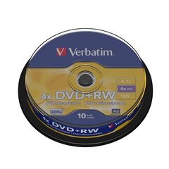 Verbatim DVD+RW 4, 10 tk hind ja info | Vinüülplaadid, CD, DVD | kaup24.ee