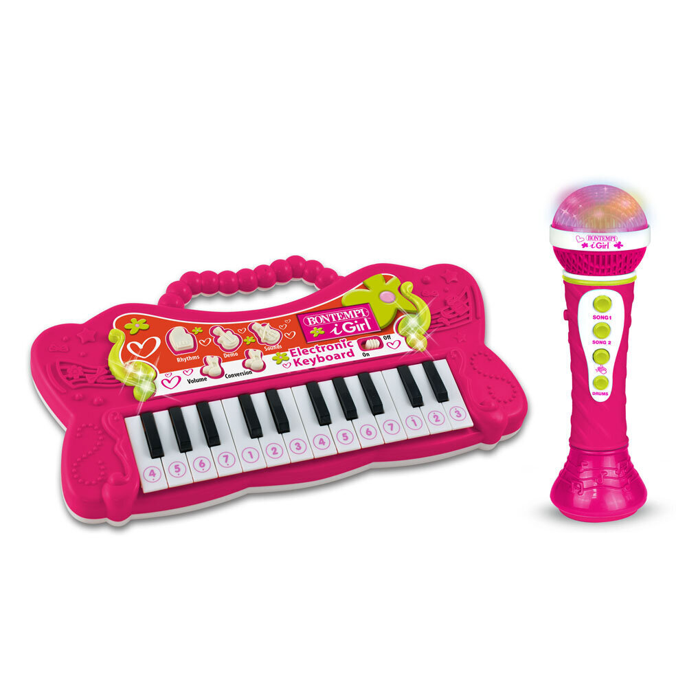 Laste klaveri ja mikrofoni komplekt Bontempi, roosa цена и информация | Arendavad mänguasjad | kaup24.ee