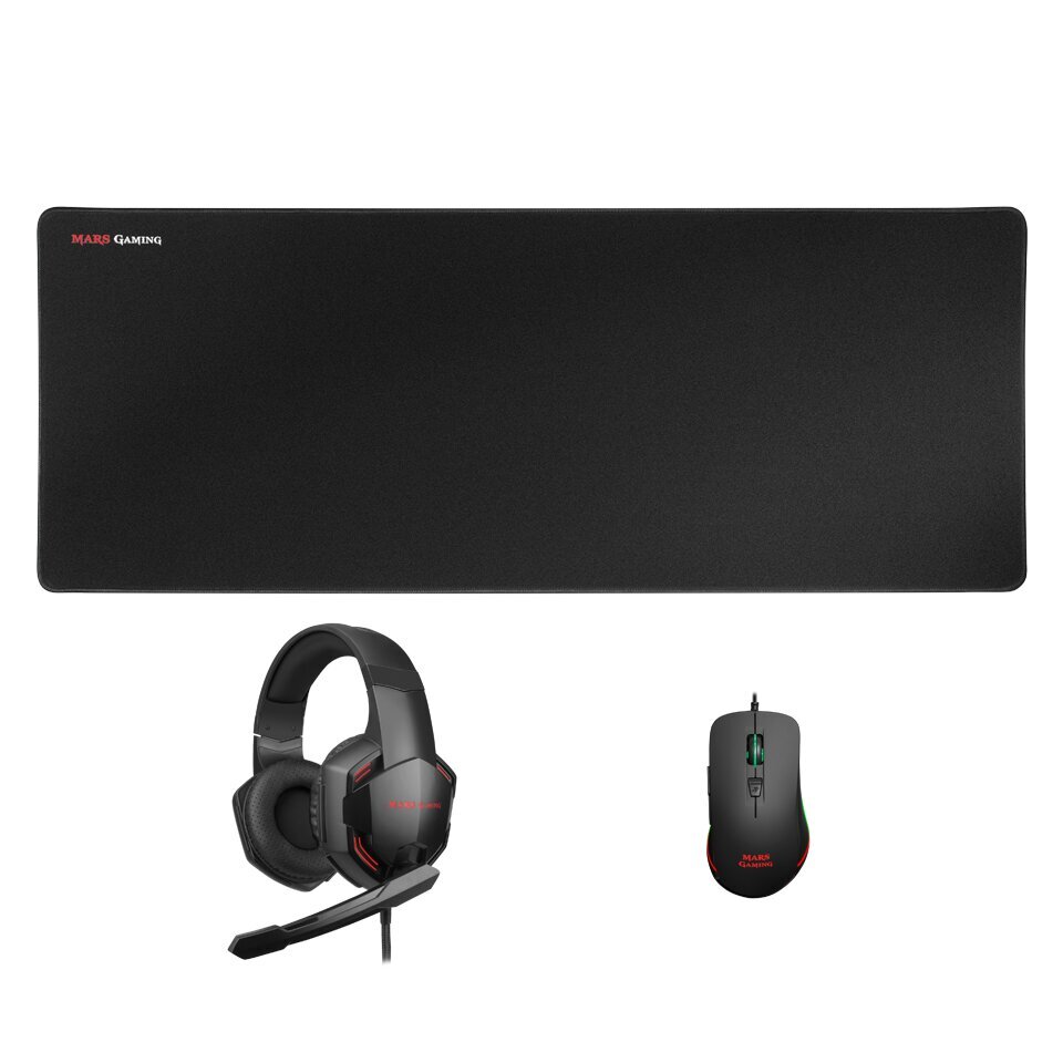 Mars Gaming MCPPRO Combo 3in1 Spēļu pele ar austiņām un paliktni RGB / 9800 DPI / USB 7.1 / 780x300mm hind ja info | Hiired | kaup24.ee