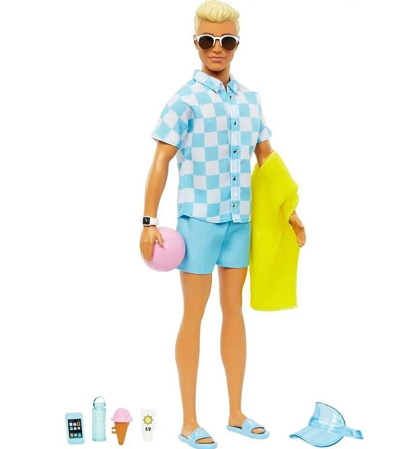 Mattel Barbie: Ken Doll ujuda reisikohvrid ja ranna-teemaline tarvikud (HPL74) цена и информация | Tüdrukute mänguasjad | kaup24.ee