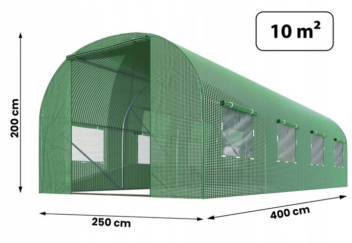 Kasvuhoone Fluxar Home 10 m² 400 x 250 cm, roheline hind ja info | Kasvuhooned | kaup24.ee