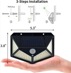 LED välisvalgustus päikesepatareiga 100-SMD, 2 tk цена и информация | Уличное освещение | kaup24.ee