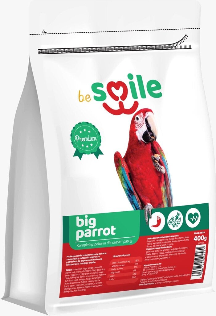 Besmile papagoi-big papagoi 400g hind ja info | Linnutoidud | kaup24.ee