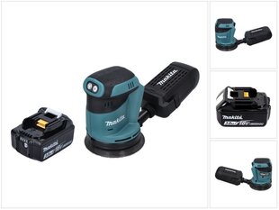 Аккумуляторная эксцентриковая шлифовальная машинка Makita DBO 180 F1 18 В 125 мм + 1х аккумулятор 3,0 Ач - без зарядного устройства цена и информация | Шлифовальные машины | kaup24.ee