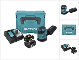 Аккумуляторная эксцентриковая шлифмашинка Makita DBO 180 RGJ 18 В 125 мм + 2х аккумулятора 6,0 Ач + зарядное устройство + Makpac цена и информация | Шлифовальные машины | kaup24.ee