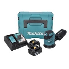 Makita DBO 180 RGJ akuga ekstsentriline lihvmasin 18V 125mm + 2x aku 6.0 Ah + laadija + Makpac hind ja info | Lihvmasinad ja ketaslõikurid | kaup24.ee