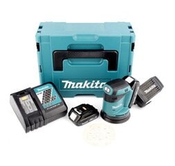 Аккумуляторная эксцентриковая шлифмашинка Makita DBO 180 RYJ 18 В + 2 аккумулятора 1,5 Ач + зарядное устройство + Makpac цена и информация | Шлифовальные машины | kaup24.ee