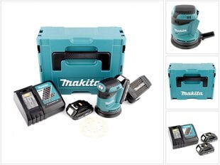 Makita DBO 180 RYJ 18 V akuga ekstsentriline lihvmasin + 2x aku 1,5 Ah + laadija + Makpac hind ja info | Lihvmasinad ja ketaslõikurid | kaup24.ee