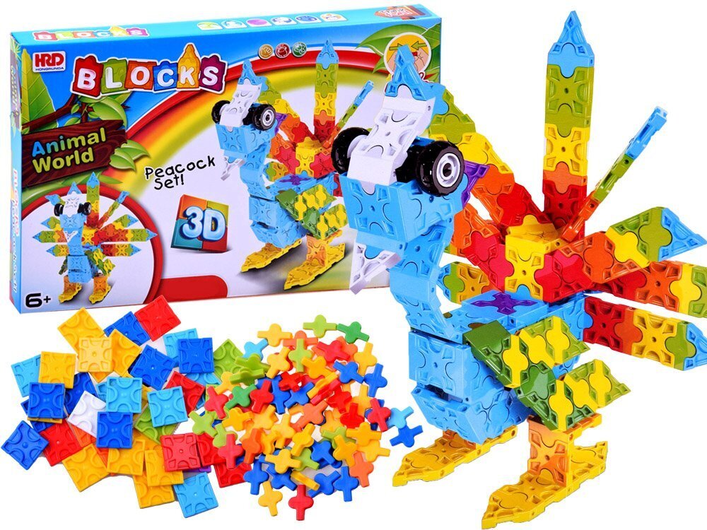 Värvilised loomingulised klotsid 3D paabulind 227 tükki hind ja info | Arendavad mänguasjad | kaup24.ee
