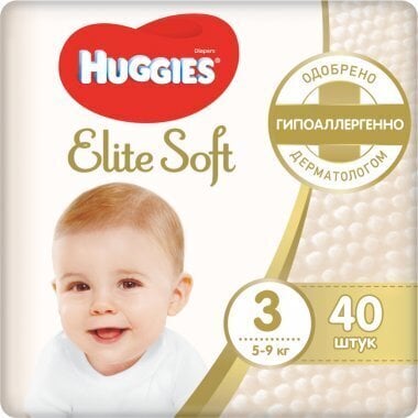 Huggies Elite Soft mähkmed, suurus 3, 5-9 kg, 40 tk цена и информация | Mähkmed | kaup24.ee