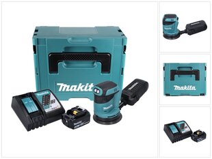 Аккумуляторная эксцентриковая шлифовальная машинка Makita DBO 180 RM1J, 18 В, вместе с аккумулятором и зарядным блоком цена и информация | Шлифовальные машины | kaup24.ee