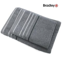 Bradley froteerätik, 70 x 140 cm, triibulise bordüüriga, hall, 3tk hind ja info | Rätikud, saunalinad | kaup24.ee