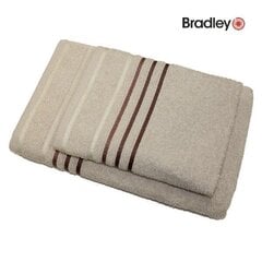 Bradley froteerätik, 50 x 70 cm, triibulise bordüüriga, beež, 5tk hind ja info | Rätikud, saunalinad | kaup24.ee