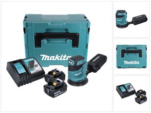 Аккумуляторная эксцентриковая шлифовальная машинка Makita DBO 180 RTJ, 18 В, с аккумулятором и зарядным блоком цена и информация | Шлифовальные машины | kaup24.ee