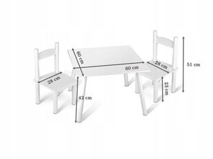 Laud kahe tooliga цена и информация | Детские столы и стулья | kaup24.ee
