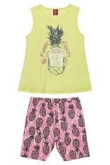 Комплект для девочек, блузка без рукавов и короткие шорты, зеленый, Bee Loop цена и информация | Комплекты для девочек | kaup24.ee